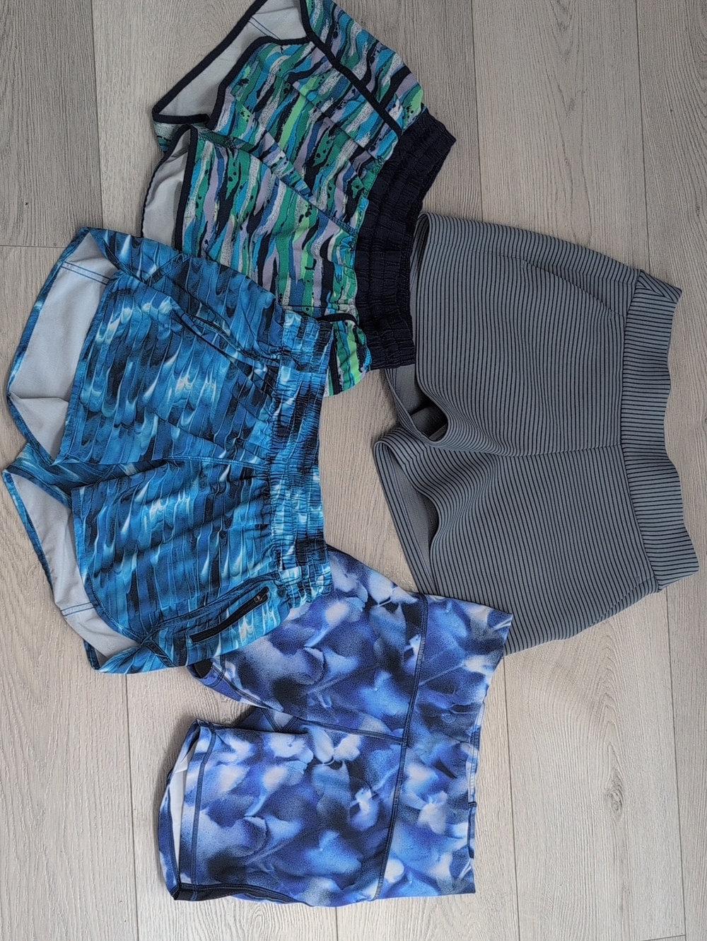 Assorted Lululemon Women's Athletic Shorts - Blue, Teal, Gray Patterns